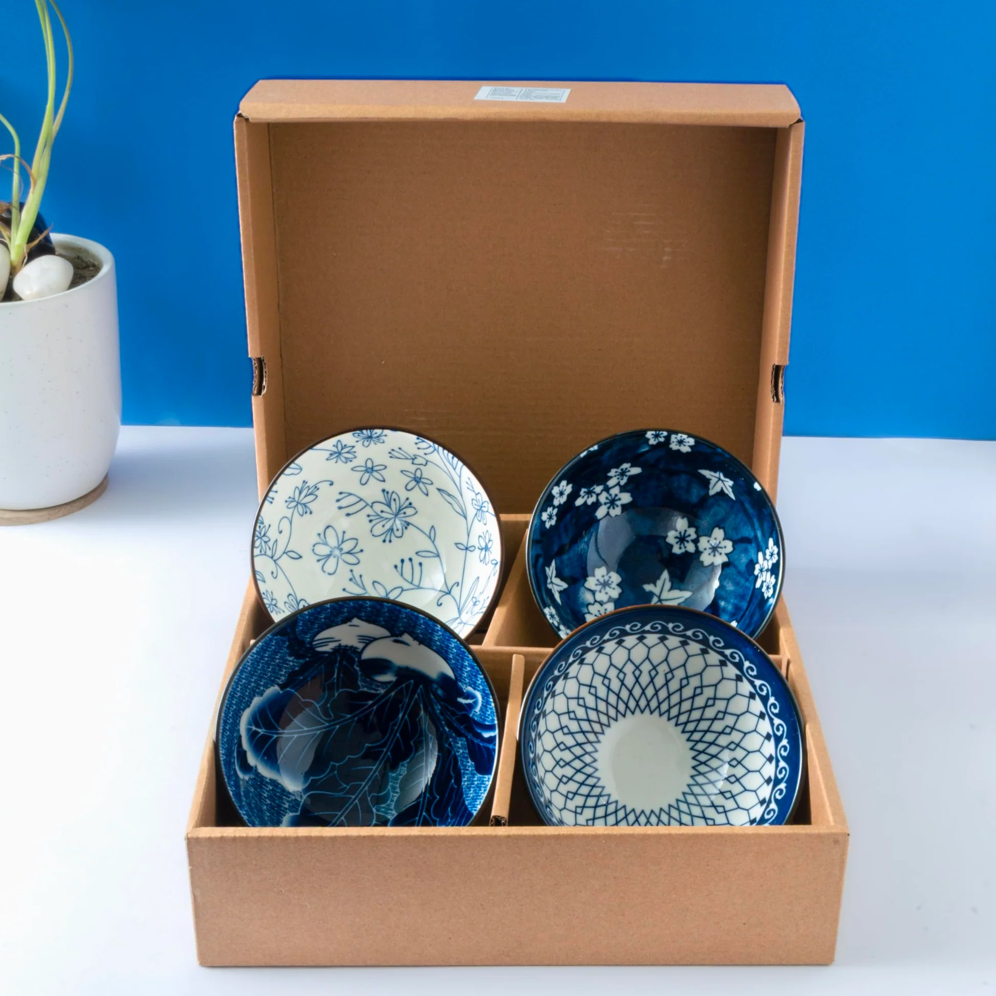 Femora Ceramic Bowl Set of 4 | Elegant Serving Bowls, Gift-Pack Ideal for Gifting | Flower Print - Image 6