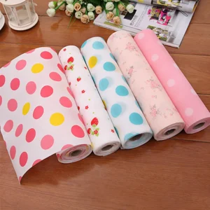 Shelf Liner - Non-Adhesive Roll Drawer Liners Non-Slip PVC Waterproof Printing Place Mat, Anti-Bacterial Cabinet Cotton Foam Kitchen Cupboard Liners Roll Mat - 30 X 300 cm | Set of 2