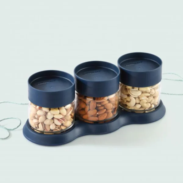 Cello Modustack 500 ML Storage Jars with Tray Gift Set | Set of 3 Pcs - Image 2