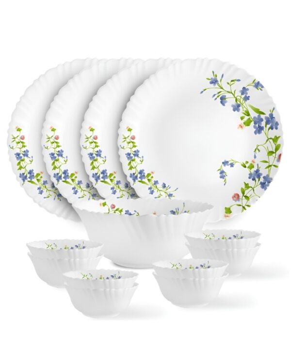 Cello Imperial Collection Erica Opalware Dinner Set (White) - Pack of 19 Pcs