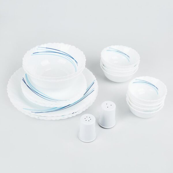 Cello Opalware Dazzle Series Cool Lines Dinner Set, 20 Pcs | Light-Weight, Daily Use Crockery Set for Dining | White Plate and Bowl Set - Image 3
