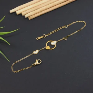Heart Charm Bracelet | Gold Finish | Korean Style Stainless Steel