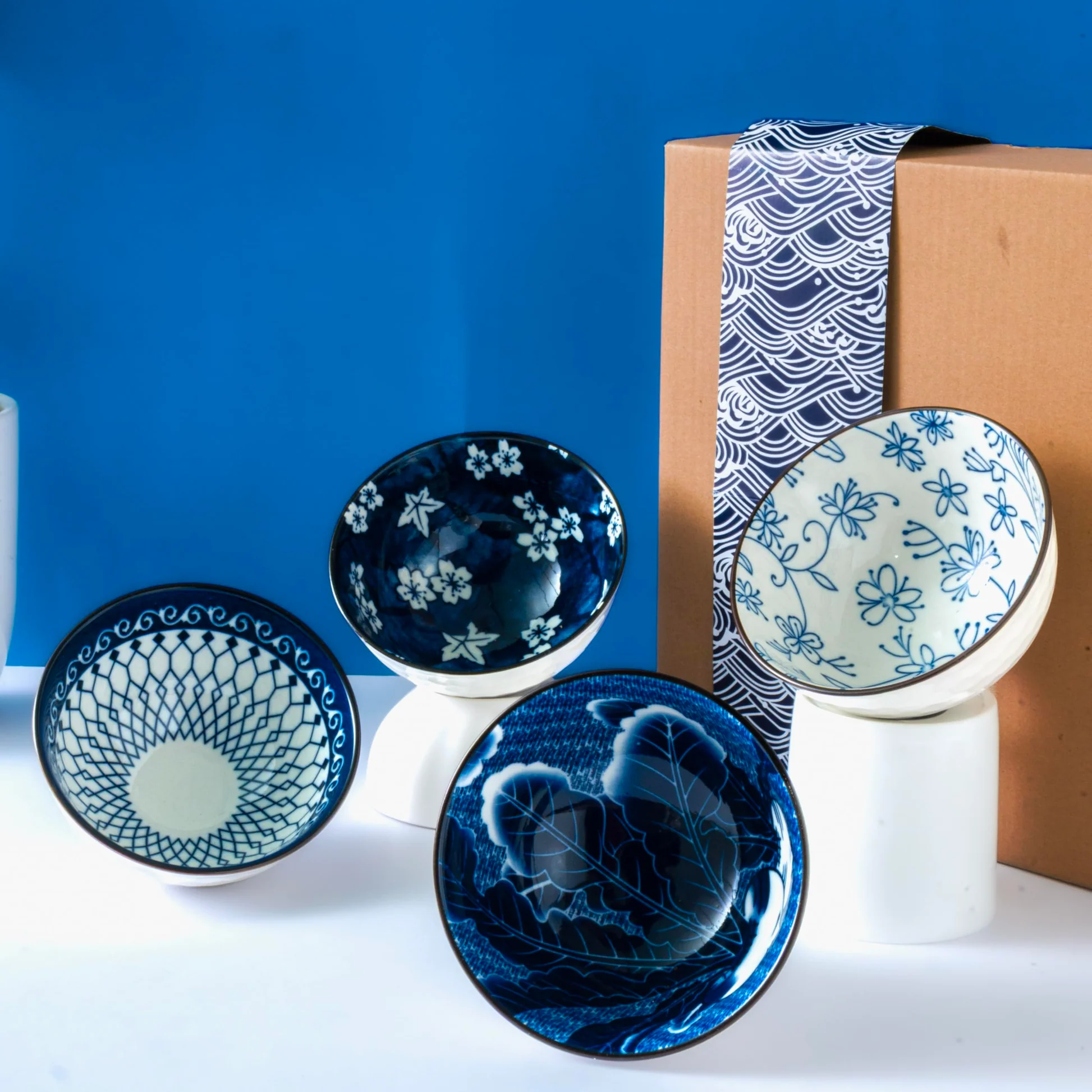 Femora Ceramic Bowl Set of 4 | Elegant Serving Bowls, Gift-Pack Ideal for Gifting | Flower Print