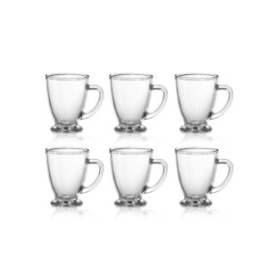 Cello Irish Footed Mug Set – 225ml, Set of 6 | Elegant Glass Tea & Coffee Mugs for Home & Gifting