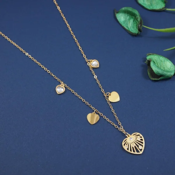 Heart Charm Necklace | Gold | Korean Style Stainless Steel Chain