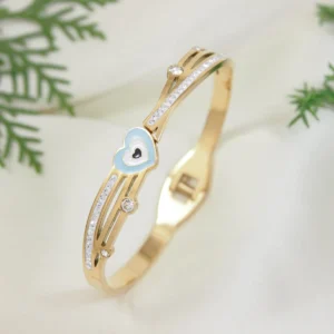 Jewelly Stainless steel Heart Enamal Kada - GOLD