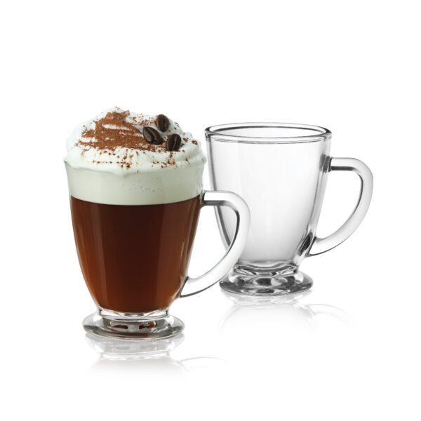 Cello Irish Footed Mug Set – 225ml, Set of 6 | Elegant Glass Tea & Coffee Mugs for Home & Gifting - Image 2
