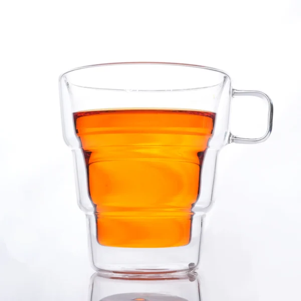 Double Wall Coffee Mug 250ml (8 Ounces), Clear Glass with Handle, Insulated Cappuccino, Tea, Latte Cup - Heat Resistant - pack of 6 - Image 3
