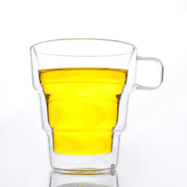 Double Wall Coffee Mug 250ml (8 Ounces), Clear Glass with Handle, Insulated Cappuccino, Tea, Latte Cup - Heat Resistant - pack of 6 - Image 4