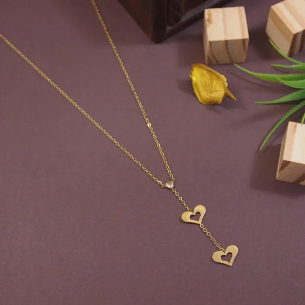 Heart Charm Necklace | Gold | Korean Style Stainless Steel Chain