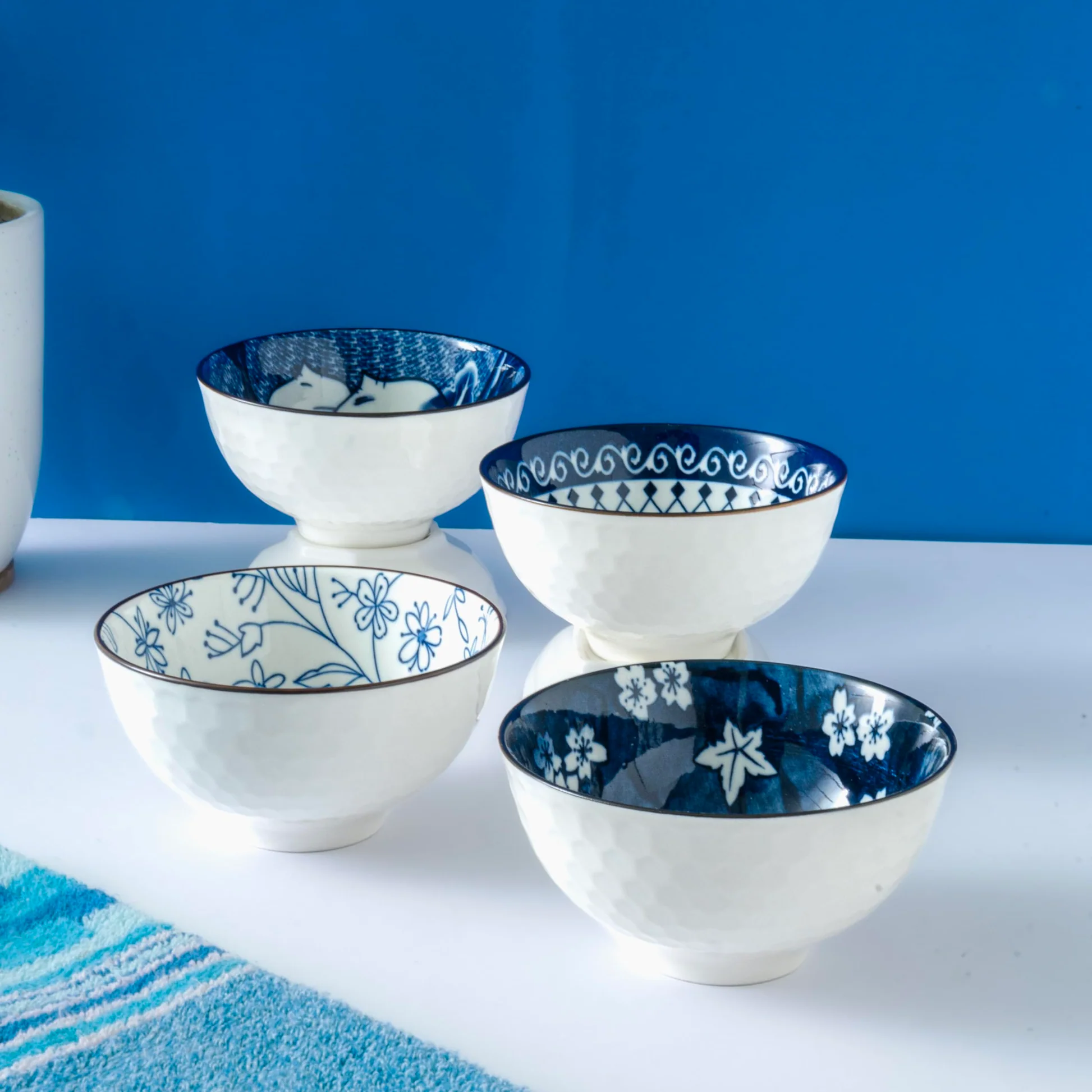 Femora Ceramic Bowl Set of 4 | Elegant Serving Bowls, Gift-Pack Ideal for Gifting | Flower Print - Image 3