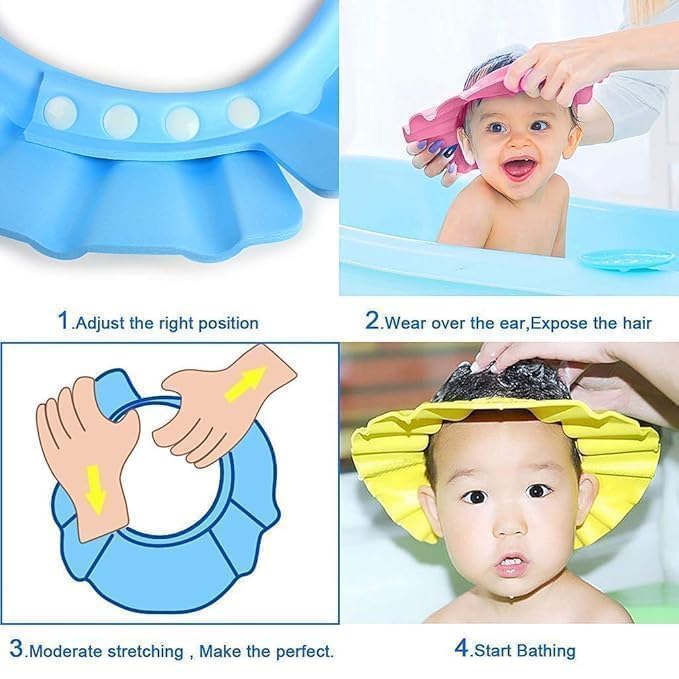 Soft Adjustable Visor Hat Safe Shampoo Shower Bathing Protection Cap for Toddler, Baby, Kids, Children Baby Shower Cap, Kids Bath Visor, Hair Washing Shield for 0-3 Years, Multicolor (Multicolor) - Image 7