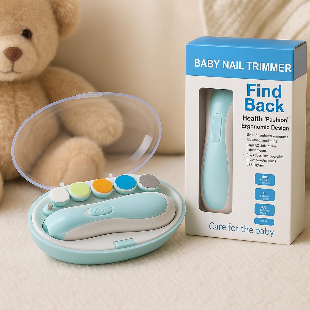 Baby Nail Trimmer Electric Safe Baby Nail File Baby Nail Cutter with Light and 6 Grinding Pads for Newborn Baby Baby Nail Cutter Set - Image 5