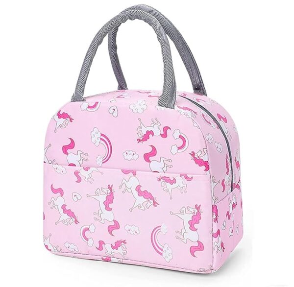 Insulated Lunch Bags Small for Women Work, Student Kids to School, Thermal Cooler Tote Bag Picnic Organizer Storage Lunch Box Portable and Reusable | Pink Unicorn