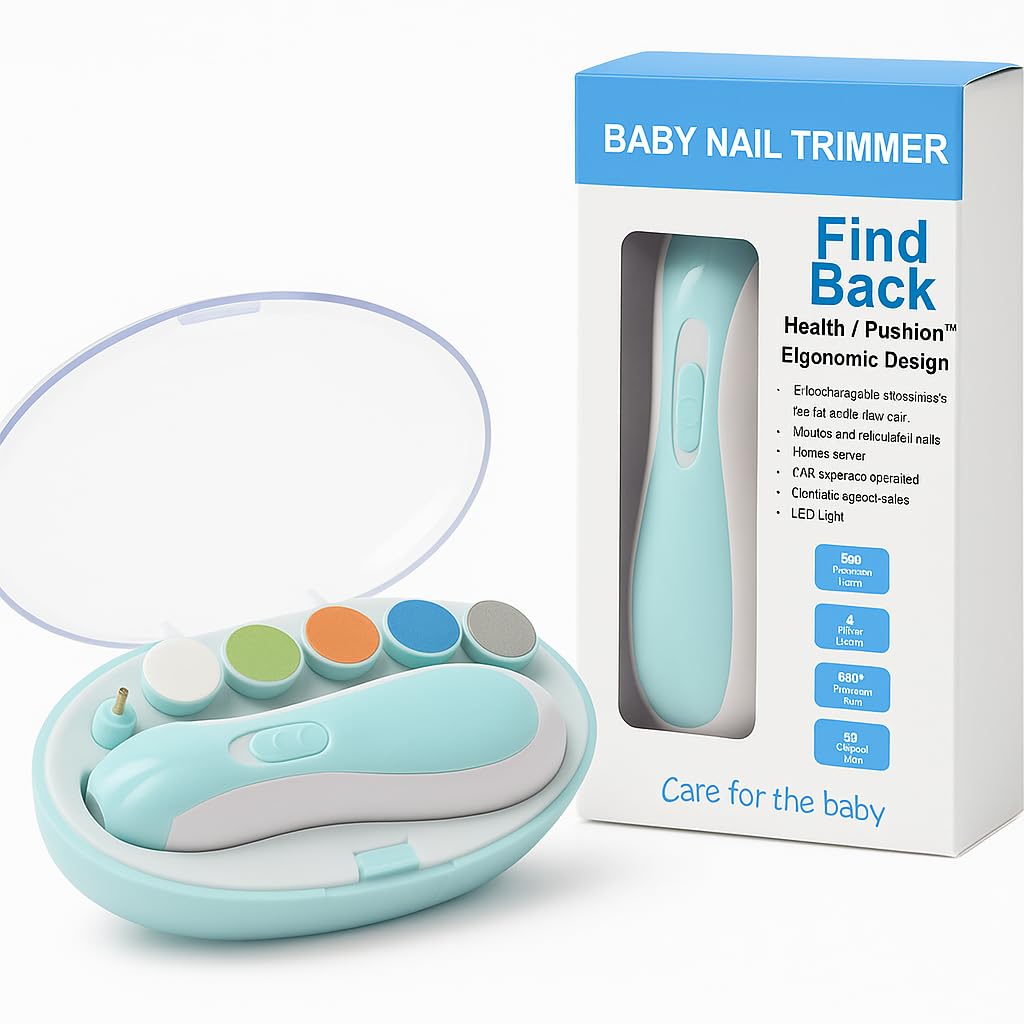 Baby Nail Trimmer Electric Safe Baby Nail File Baby Nail Cutter with Light and 6 Grinding Pads for Newborn Baby Baby Nail Cutter Set