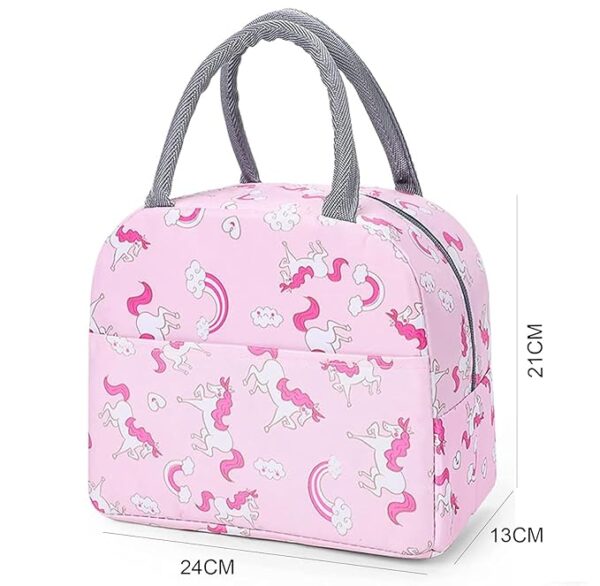 Insulated Lunch Bags Small for Women Work, Student Kids to School, Thermal Cooler Tote Bag Picnic Organizer Storage Lunch Box Portable and Reusable | Pink Unicorn - Image 3