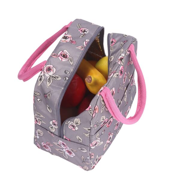 Insulated Lunch Bags Small for Women Work, Student Kids to School, Thermal Cooler Tote Bag Picnic Organizer Storage Lunch Box Portable and Reusable (Rose Flower ) - Image 3