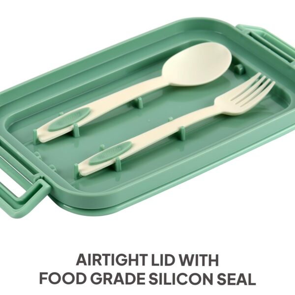 CELLO Food Buddy Lunch Box with Plastic Spoon and Fork | 100% Food Grade | Leak Proof and Break Resistant | Ideal for School, College, Office, Outdoor Activities | 925 ml, Multi Color - Image 5