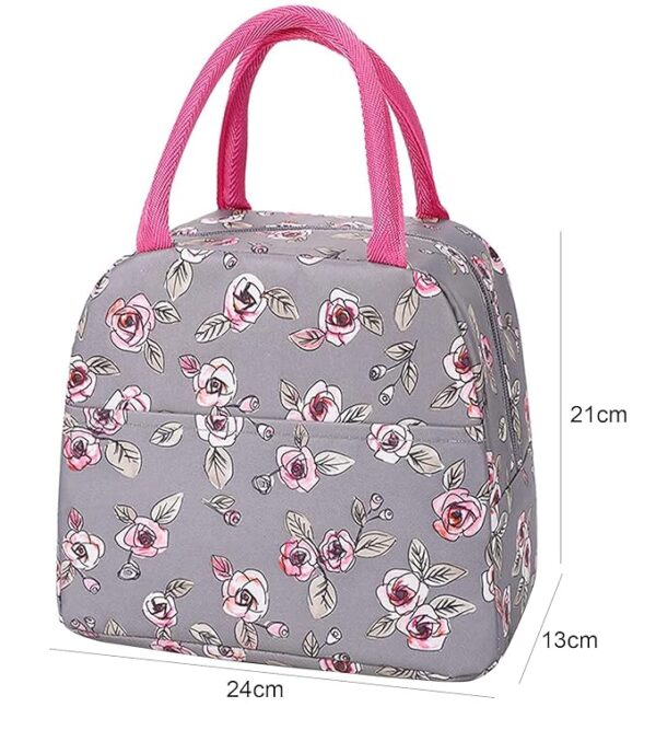 Insulated Lunch Bags Small for Women Work, Student Kids to School, Thermal Cooler Tote Bag Picnic Organizer Storage Lunch Box Portable and Reusable (Rose Flower ) - Image 4