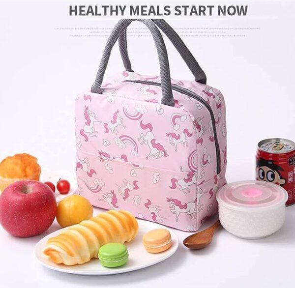 Insulated Lunch Bags Small for Women Work, Student Kids to School, Thermal Cooler Tote Bag Picnic Organizer Storage Lunch Box Portable and Reusable | Pink Unicorn - Image 5