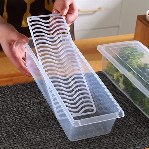J3WORLD - Fridge Storage Containers (Pack of 6), Fridge Organizer Storage Boxes with Removable Drain Plate, Lids, Stackable Organizer, Fridge Storage Box Keep Fruits, Vegetables Fresher, 1500 ML - Image 5