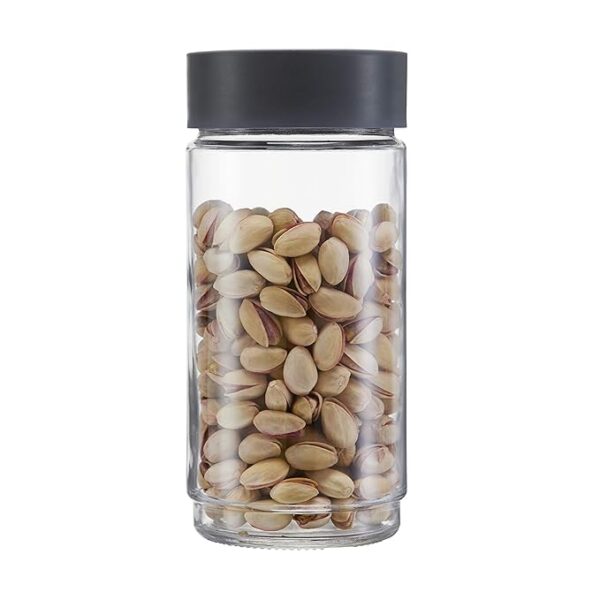 CELLO Modustack Glassy Storage Jar 1000 ml, Grey | Glass Jar with Lid | Stackable For Grains, Pulses, Spice, Cereals, Cookies, Dry Fruits | Fridge Storage Container - Image 2