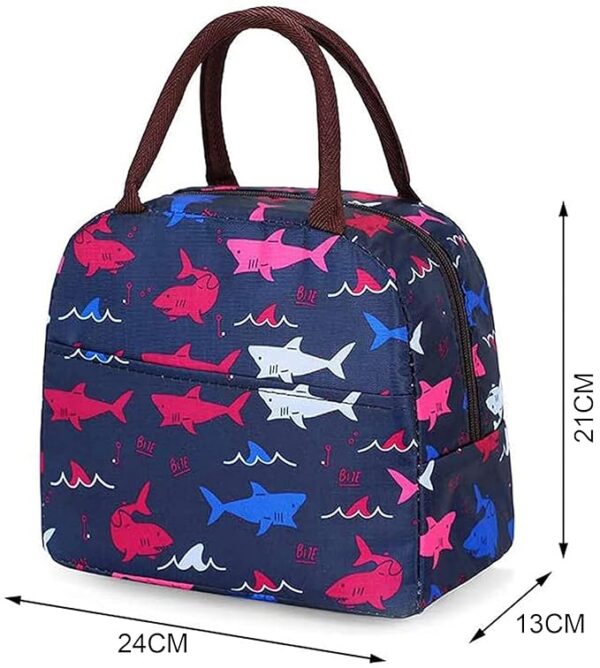 Insulated Lunch Bags Small for Women Work, Student Kids to School, Thermal Cooler Tote Bag Picnic Organizer Storage Lunch Box Portable and Reusable (Blue Sharks) - Image 4