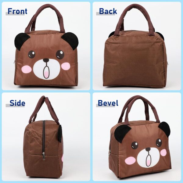 Insulated Lunch Bags Small for Women Work, Student Kids to School, Thermal Cooler Tote Bag Picnic Organizer Storage Lunch Box Portable and Reusable - Cartoon Brown Bear - Image 5