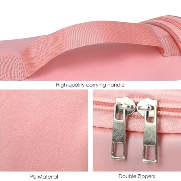 J3WORLD essentials Transparent Cosmetic Organizer Bag with Hook, Washbag Pouch Travel Makeup Bag Portable Carry Toiletry Storage Bag Makeup Pouch for Women Girls - Image 4