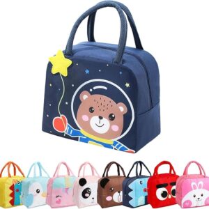 Insulated Lunch Bags Small for Women Work, Student Kids to School, Thermal Cooler Tote Bag Picnic Organizer Storage Lunch Box Portable and Reusable - Cartoon Blue Space Bear