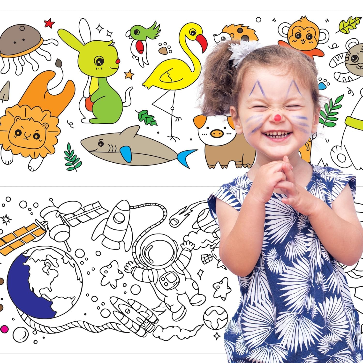 J3WORLD's Coloring Drawing Paper Roll for Kids, 300 x 30 cm, DIY Painting Drawing Paper Rolls for Toddler, Ideal Gift for Class Home Birthday Party | Pack of 1 - Image 5