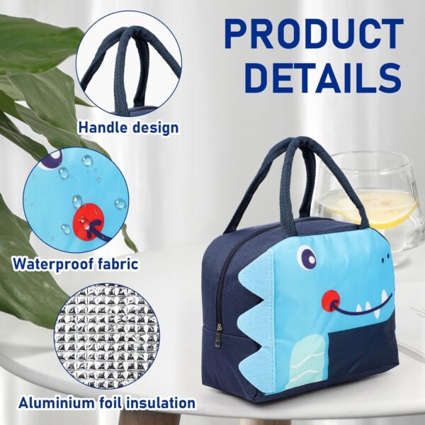 Insulated Lunch Bags Small for Women Work, Student Kids to School, Thermal Cooler Tote Bag Picnic Organizer Storage Lunch Box Portable and Reusable Multi Color DINO - Image 5