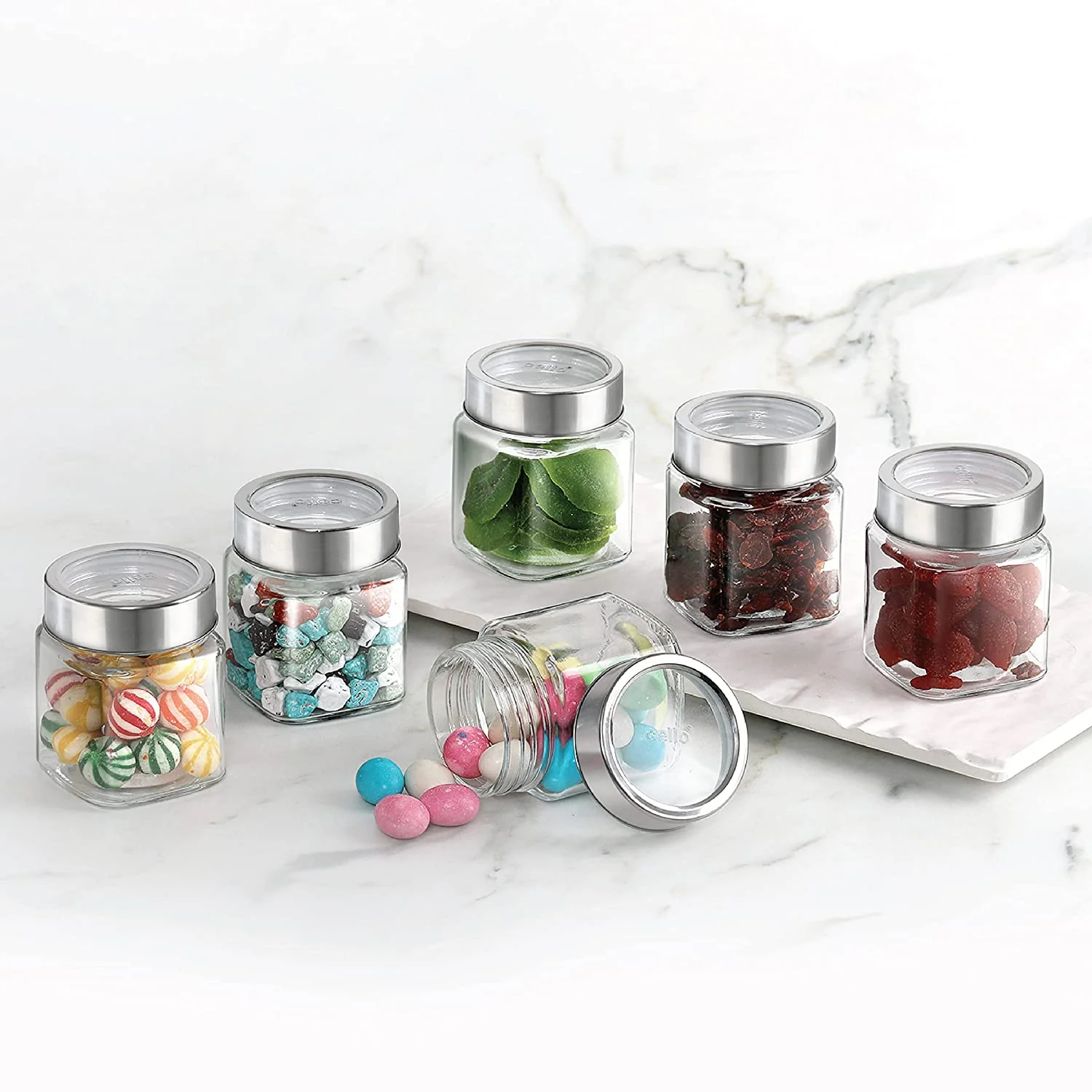 Cello Qube Fresh Glass Storage Jar, Air Tight, See-Through Lid, Clear, Set of 6 (180 ml Each) - Image 6