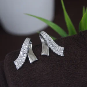 Korean Silver Plated CZ Ribbon Earring