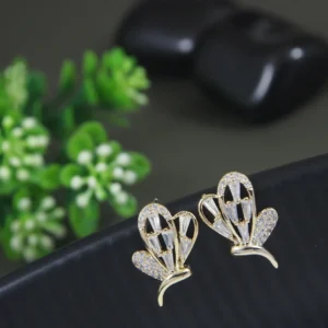Korean Gold Plated Fly Design CZ Stud Earring