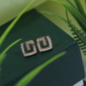 Korean Gold Plated Greek Key Fret Meander Stud Earring