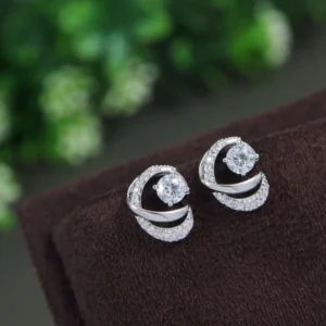 Korean Silver Plated Diamond Eternity Stud Earring