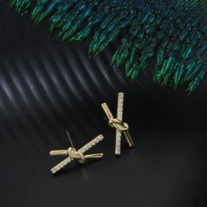 Korean Gold Plated Cross Barbell Stud Earring