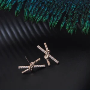 Korean Rose Gold Plated Cross Barbell Stud Earring