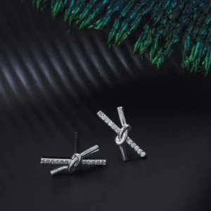 Korean Silver Plated Cross Barbell Stud Earring