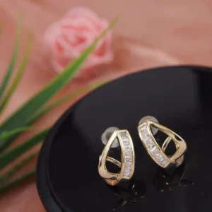 Korean Gold Plated Half Baguette Stud Earrin