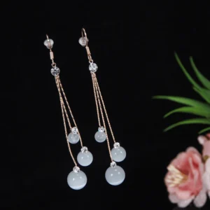 Korean Rose Gold Plated Pearl Chain Earring