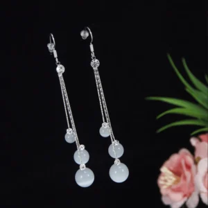 Korean Silver Plated Pearl Chain Earring
