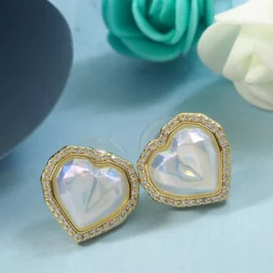 Gold Plated Crystal Pearl Cubic Zirconia Korean Earring