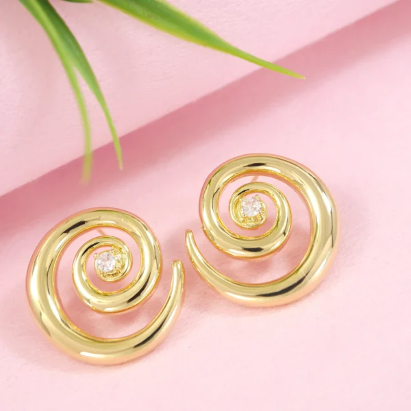 Korean Gold Plated Spiral Stud Earrings