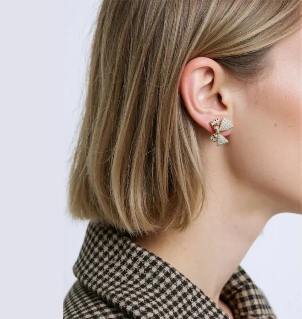 Bowknot Cubic Zirconia Korean Earring - Image 2