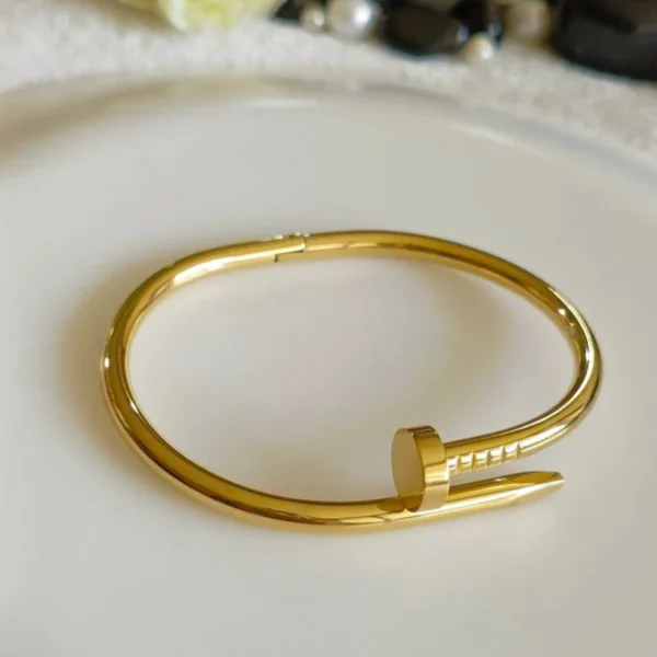 Jewelly Stainless steel Gold Plated Nail Shaped Kada - Image 2
