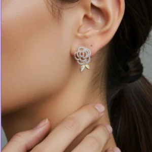 Korean Gold Plated Rose Shaped Stud Earring