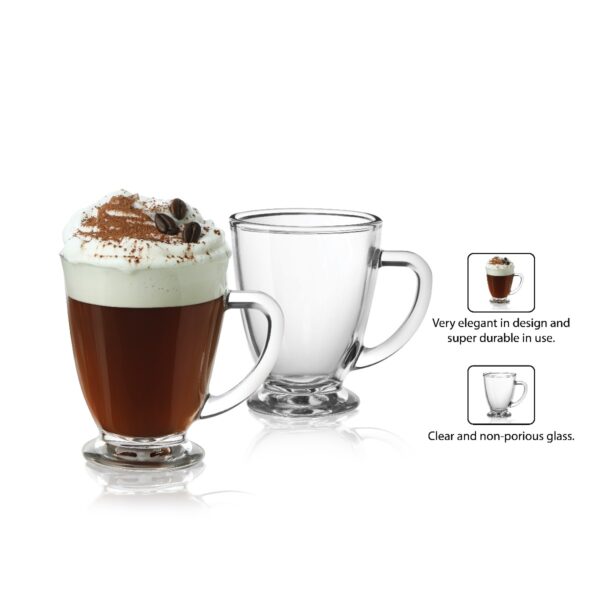 Cello Irish Footed Mug Set – 225ml, Set of 6 | Elegant Glass Tea & Coffee Mugs for Home & Gifting - Image 3